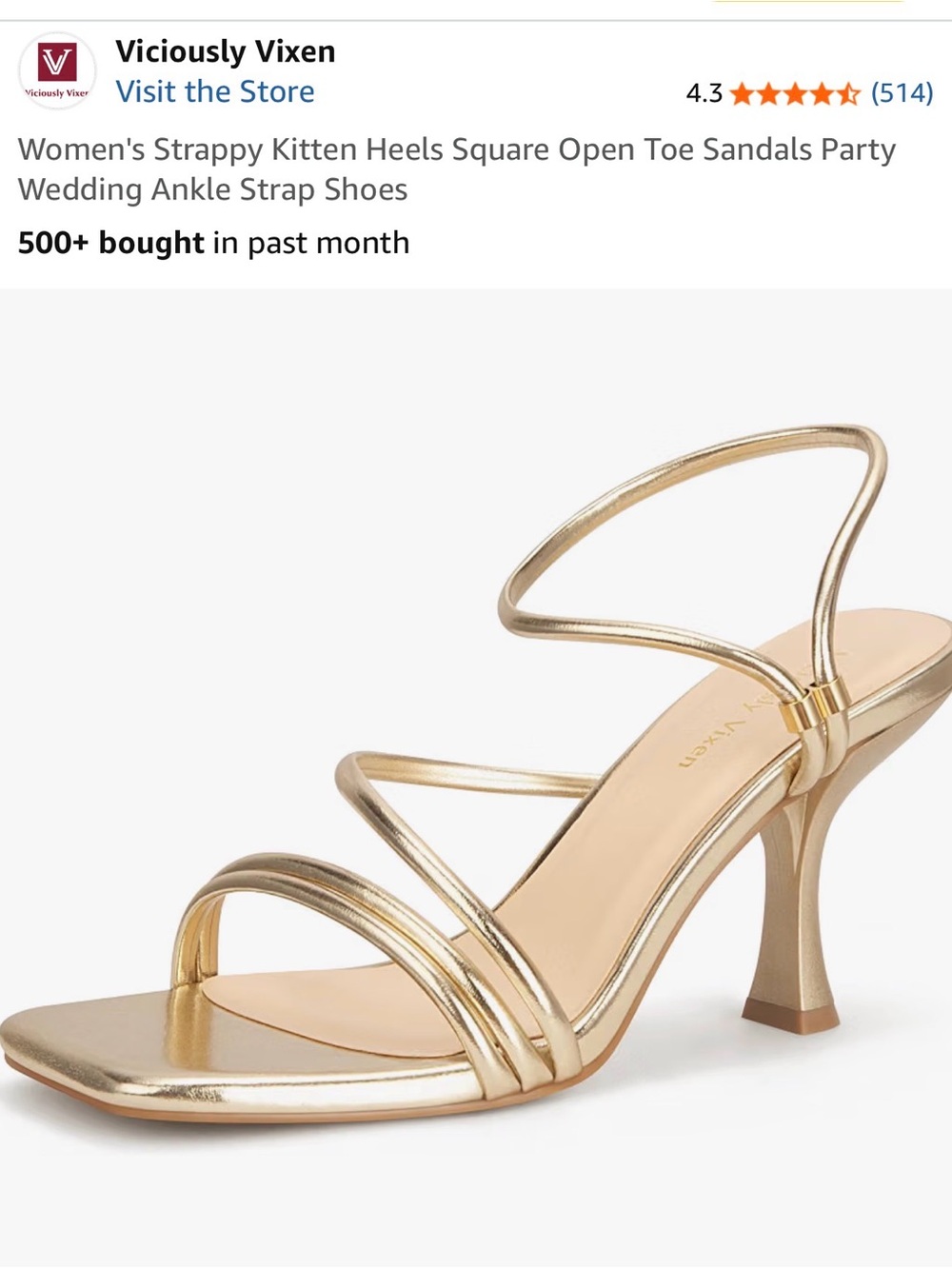 Viciously Vixen gold strappy Heel - size 9